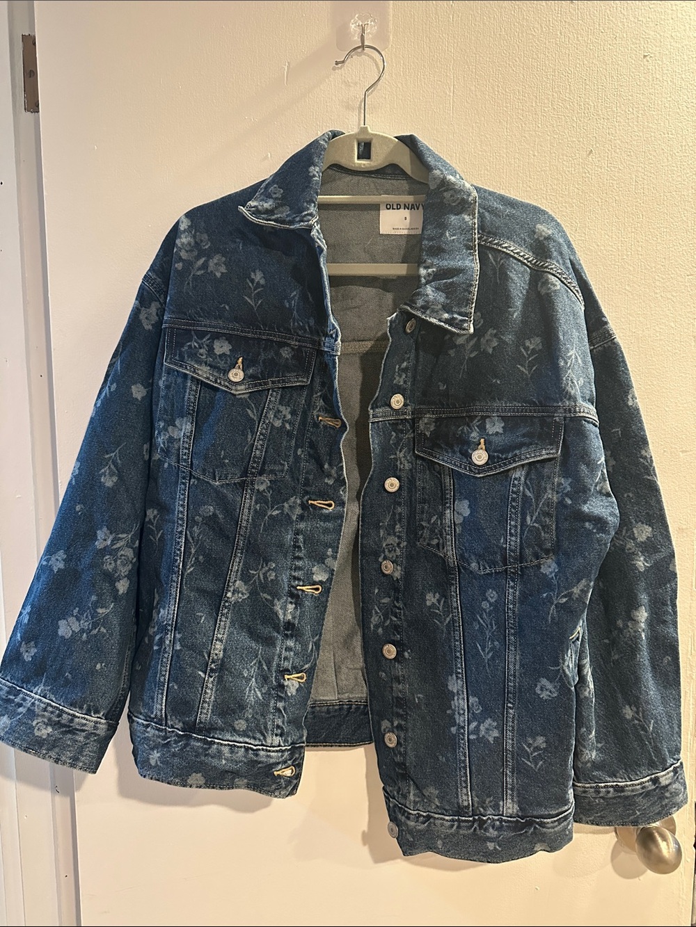 Old Navy Blue Floral Print Denim Jacket